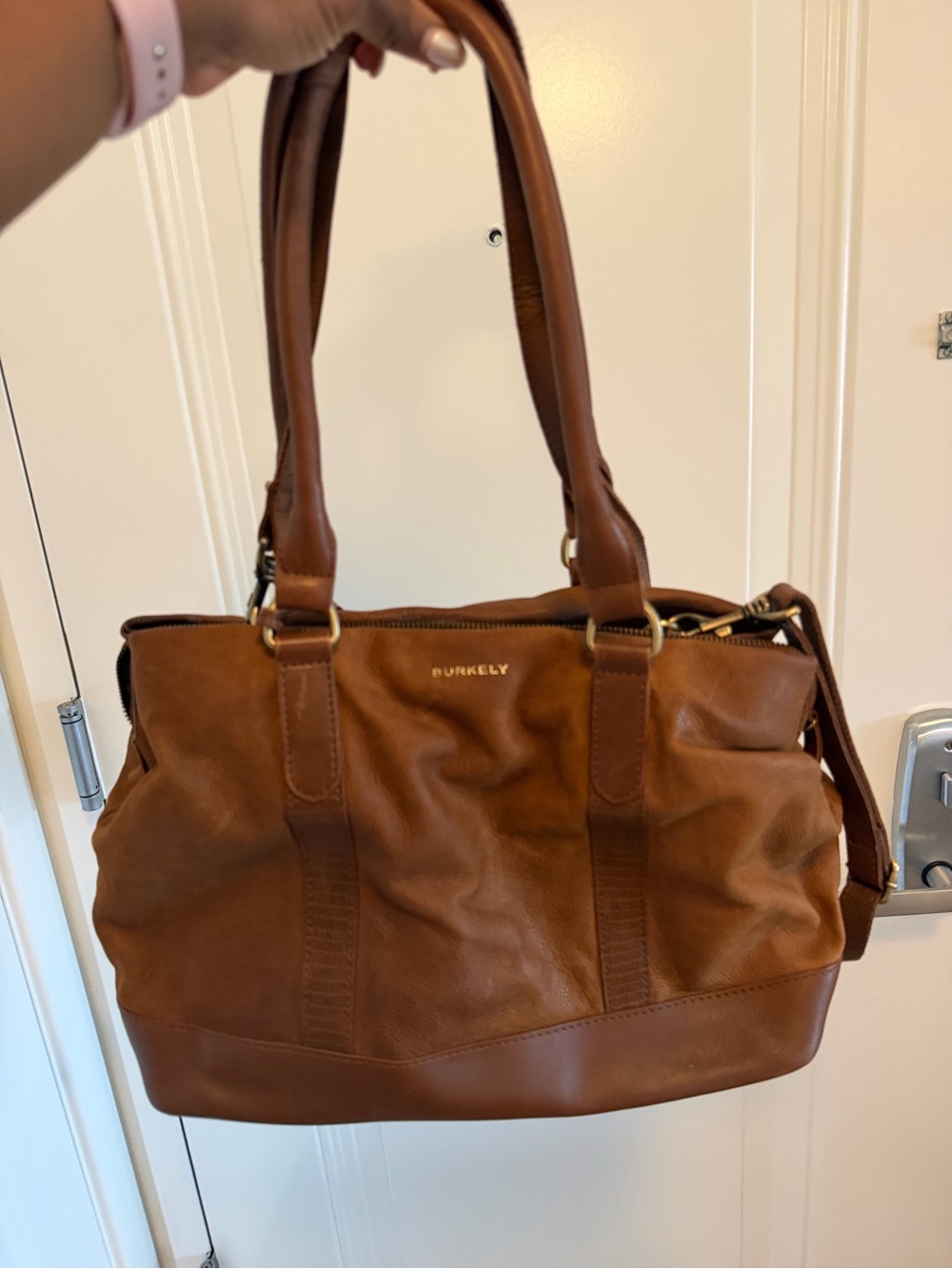 Faux-Leather Tan Tote Bag by